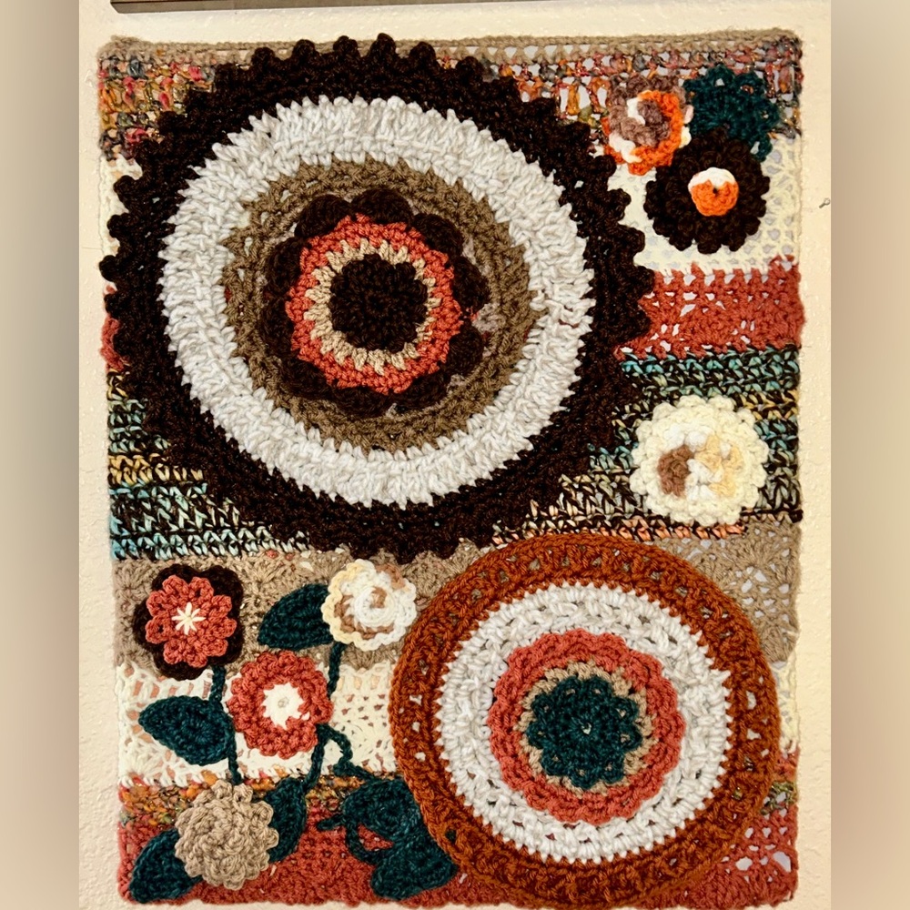 Handmade Crochet Wall Hanging with Floral Patterns